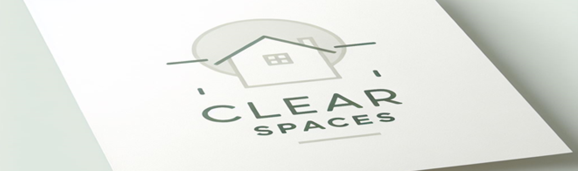 A piece of card with the image of a house and the words Clear Spaces written on it
