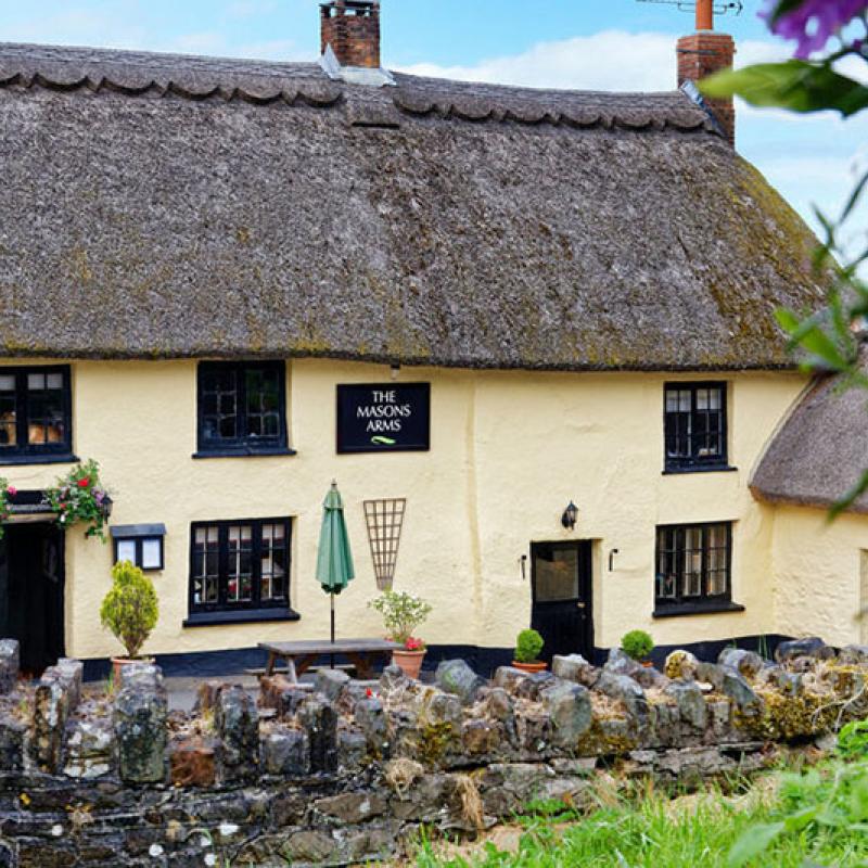 The exterior of the Masons Arms at Knowstone